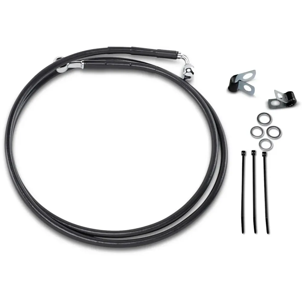 Kit de línea de freno de vinilo negro de longitud extendida — Sobredimensionado +25.4 cm (10"), 144.5 cm (56-7/8"), Negro, Delan