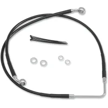 Kit de latiguillos de freno de acero inoxidable — 125 cm (49-1/8"), Delantero superior, Negro