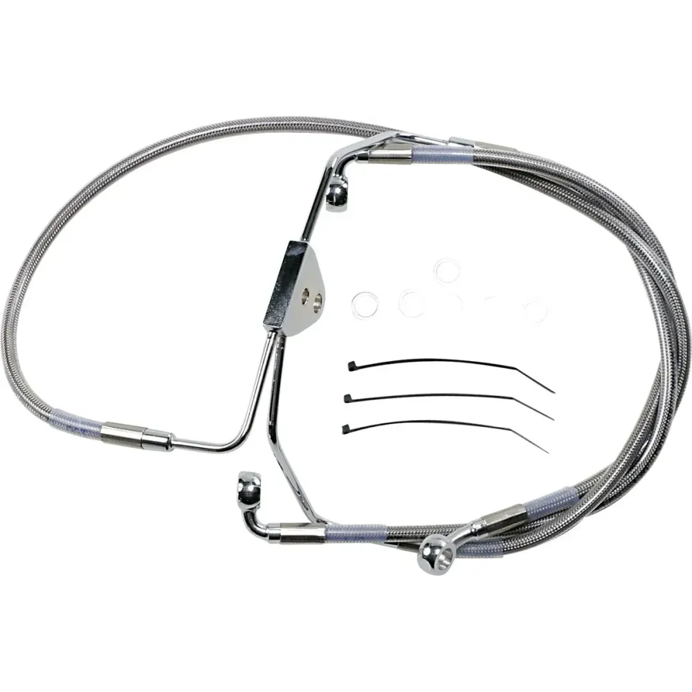 Kit de líneas de freno de acero inoxidable de longitud extendida — Sobredimensionado +10,2 cm (4"), 39 cm y 68,5 cm, sin ABS