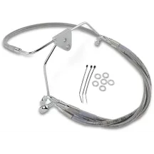 Kit de líneas de freno de acero inoxidable de longitud extendida — 40.5 cm, 78.5 cm, sobredimensionado +10.2 cm, plateado