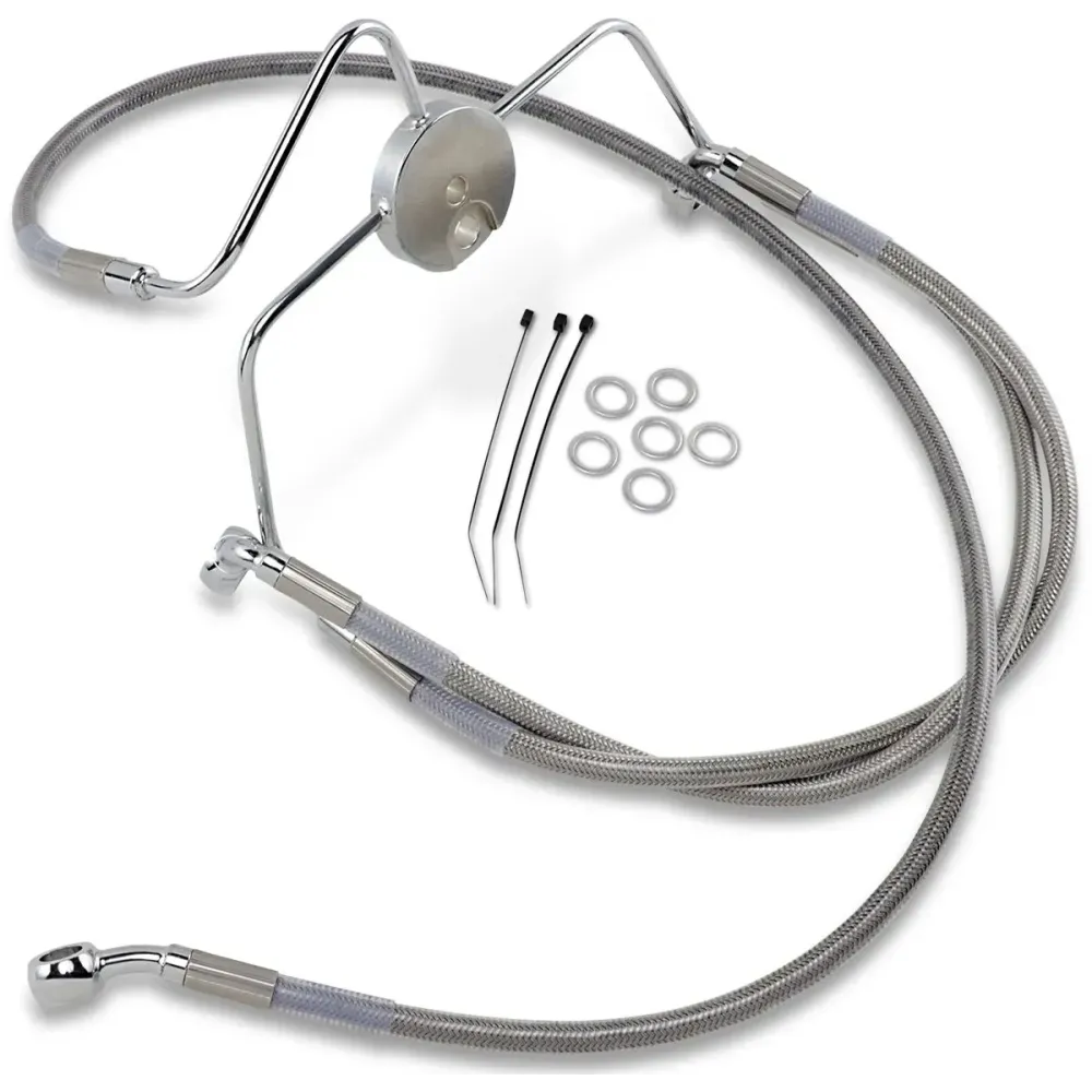 Kit de latiguillos de freno de acero inoxidable de longitud extendida — Sobredimensionado +6 pulg., 31,5 pulg., Delantero