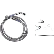 Kit de latiguillos de freno de acero inoxidable de longitud extendida — 121.5 cm, sobredimensionado +15.2 cm, sin ABS, plateado 