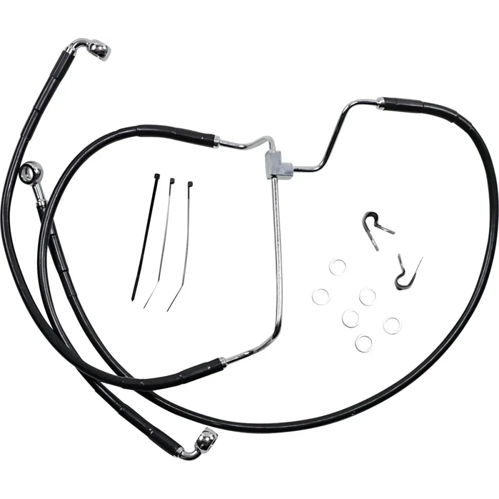 Kit de líneas de freno de vinilo negro de longitud extendida — 54.5 cm (21-1/2"), 77 cm (30-1/4"), sin ABS