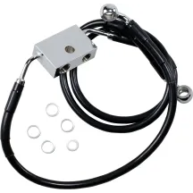 Latiguillo de freno de longitud extendida — Sobredimensionado +20,3 cm (8"), 74,5 cm (29-1/4"), Delantero, con ABS, Negro, recub