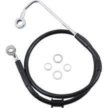 Kit de latiguillos de freno de acero inoxidable — 78 cm (30-3/4"), delantero, superior, con ABS, negro (recubierto de vinilo)