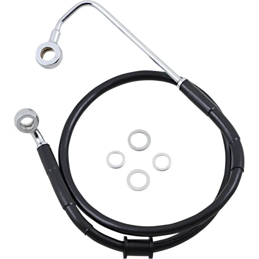 Kit de latiguillos de freno de acero inoxidable — 78 cm (30-3/4"), delantero, superior, con ABS, negro (recubierto de vinilo)