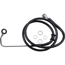Línea de freno de acero inoxidable de longitud extendida — Sobredimensionado (+8"), 98.5 cm (38-3/4"), Negro vinilado, compatibl