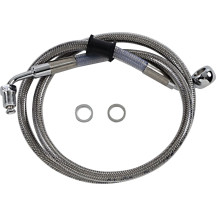 Línea de freno de acero inoxidable de longitud extendida — 84.5 cm (33-1/4"), Sobredimensionada +25.4 cm (10"), Plateado