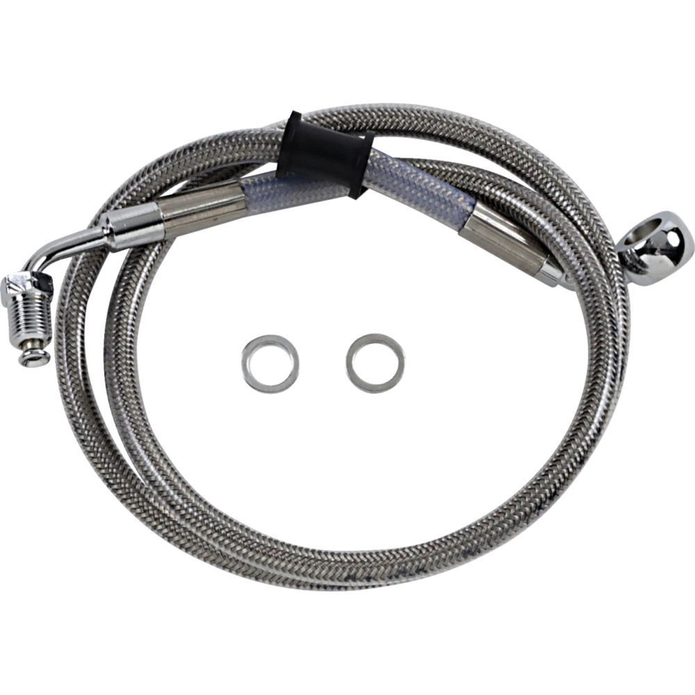 Línea de freno de acero inoxidable de longitud extendida — 84.5 cm (33-1/4"), Sobredimensionada +25.4 cm (10"), Plateado