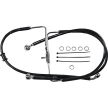 Línea de freno de acero inoxidable de longitud extendida — 84 cm (33\"), Sobredimensionada +10.2 cm (4\"), Delantera, Negro