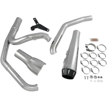 2-into-1 Road Rage Exhaust System — 4" muffler, Chrome, Black end cap