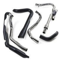 Tubo de escape Dual Bungs Pro Chamber — sistema 2-into-2, negro, Dual Bung