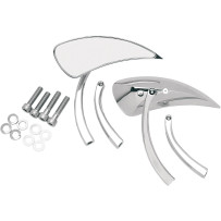 Espejos tipo lágrima — 89 mm y 115 mm vástago, cabeza 140 × 51 mm, Cromo