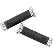 862 Cruiser Grips — 22 mm (7/8\") handlebar diameter, 14 cm (5-1/2\") length, Black, Chrome