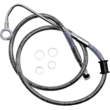 Línea de freno de acero inoxidable de longitud extendida — 120 cm (47-1/4"), Sobredimensionado +5.1 cm (2"), Negro, revestido de