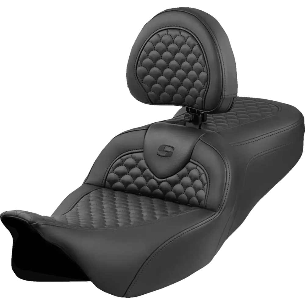 Dragon Scale Stitch Roadsofa™ Seat — 31 in overall, 15-1/2 in driver width, 5-1/2 in lumbar, Black