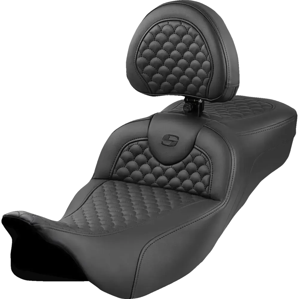 Asiento Dragon Scale Stitch Roadsofa™ — Negro, 31 in largo total, 15.5 in del conductor