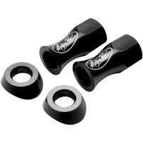 Tuercas de bloqueo de llanta extendidas — 8 mm x 1,25 mm, cabeza hexagonal de 13 mm, Negro brillante, Juego