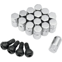 Replacement ATV/UTV Wheel Lug Nuts with Valve Stems — 3/8"-24, 16 Pack, Chrome