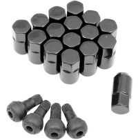 Replacement ATV/UTV Wheel Lug Nuts with Valve Stems — 3/8"-24 tapered, 16-pack, black gloss