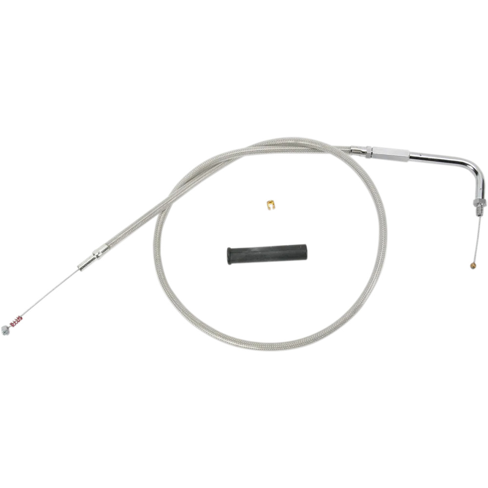 Stainless Braided Idle Cable — 127 cm (50"), 12.1 cm (4-3/4") travel, Silver, unfinished