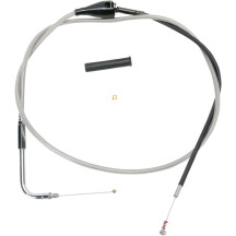 Stainless Braided Idle Cable — 132 cm (52") housing, 90° elbow, Silver