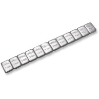 Pesas para ruedas — segmentos de 7.09 g (1/4 oz), paquete de 72, adhesivas, plateado con recubrimiento en polvo