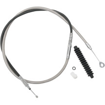 Cable de embrague trenzado de acero inoxidable de alta eficiencia — Largo 174,5 cm, recorrido 83 mm, ajustador 80 cm, cromo