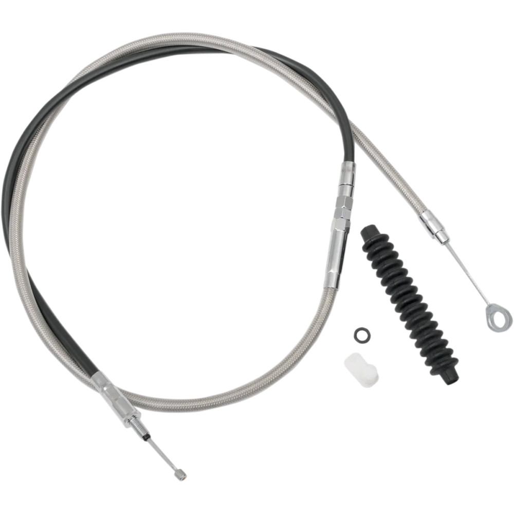 High-Efficiency Braided Stainless Steel Clutch Cable — 184.5 cm housing, 83 mm travel, 80 cm adjuster, Chrome