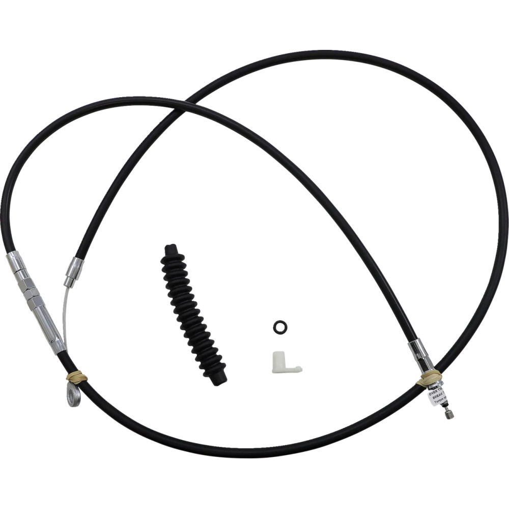 Cable de embrague de vinilo negro de alta eficiencia — 188 cm (74"), ajustador 65 cm (25-1/2"), recorrido 89 mm (3-1/2")