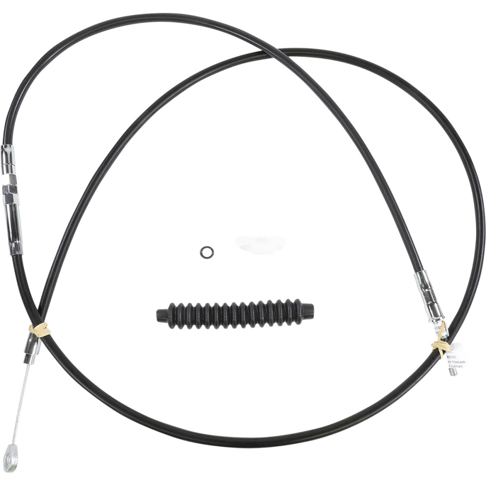 Cable de embrague de vinilo negro de alta eficiencia — 198 cm carcasa, 89 mm recorrido, 65 cm ajustador