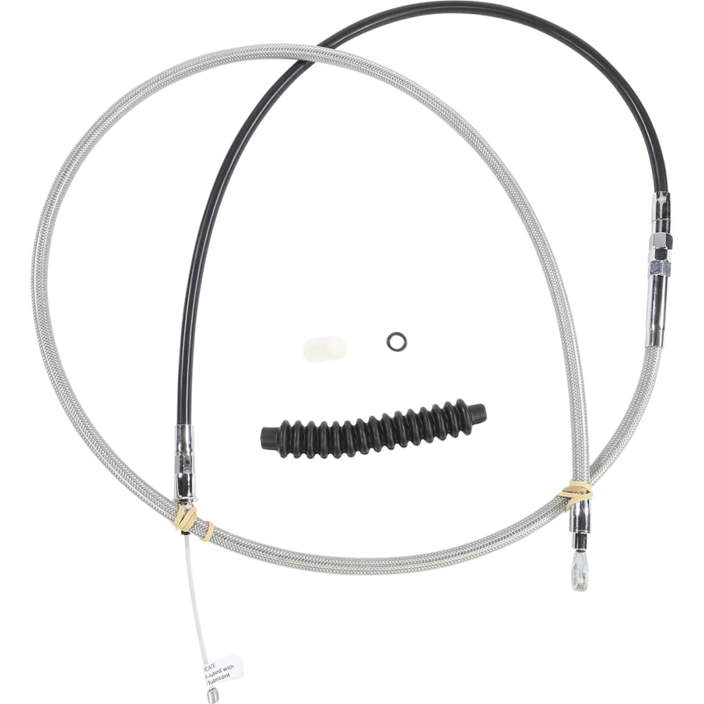 Cable de embrague trenzado de alta eficiencia de acero inoxidable — 188 cm (74") carcasa, recorrido 89 mm (3-1/2"), cromo