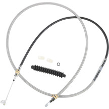 Cable de embrague trenzado de acero inoxidable de alta eficiencia — carcasa 198 cm, recorrido 89 mm, regulador 65 cm, cromo
