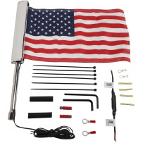 LED Lighted Flagpole with American Flag — 12V, 12.5 in height, 6.4 mm (1/4 in) clamp, Chrome