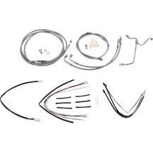 Complete Stainless Braided Handlebar Cable/Brake Line Kit — 18\" ape hanger fit