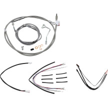 Complete Stainless Braided Handlebar Cable/Brake Line Kit — Fits 16\" ape hanger, Natural