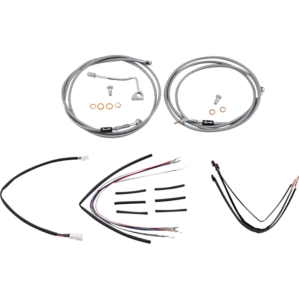 Complete Stainless Braided Handlebar Cable/Brake Line Kit — 45.5 cm (18") ape hanger