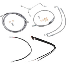 Complete Stainless Braided Handlebar Cable/Brake Line Kit — fits 35.5 cm (14") ape hanger