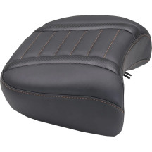 Wide Deluxe Touring Passenger Seat — Black, orange stitching