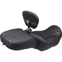 Deluxe Touring Solo Seat — 39.5 cm (15-1/2") driver width, Black, Red