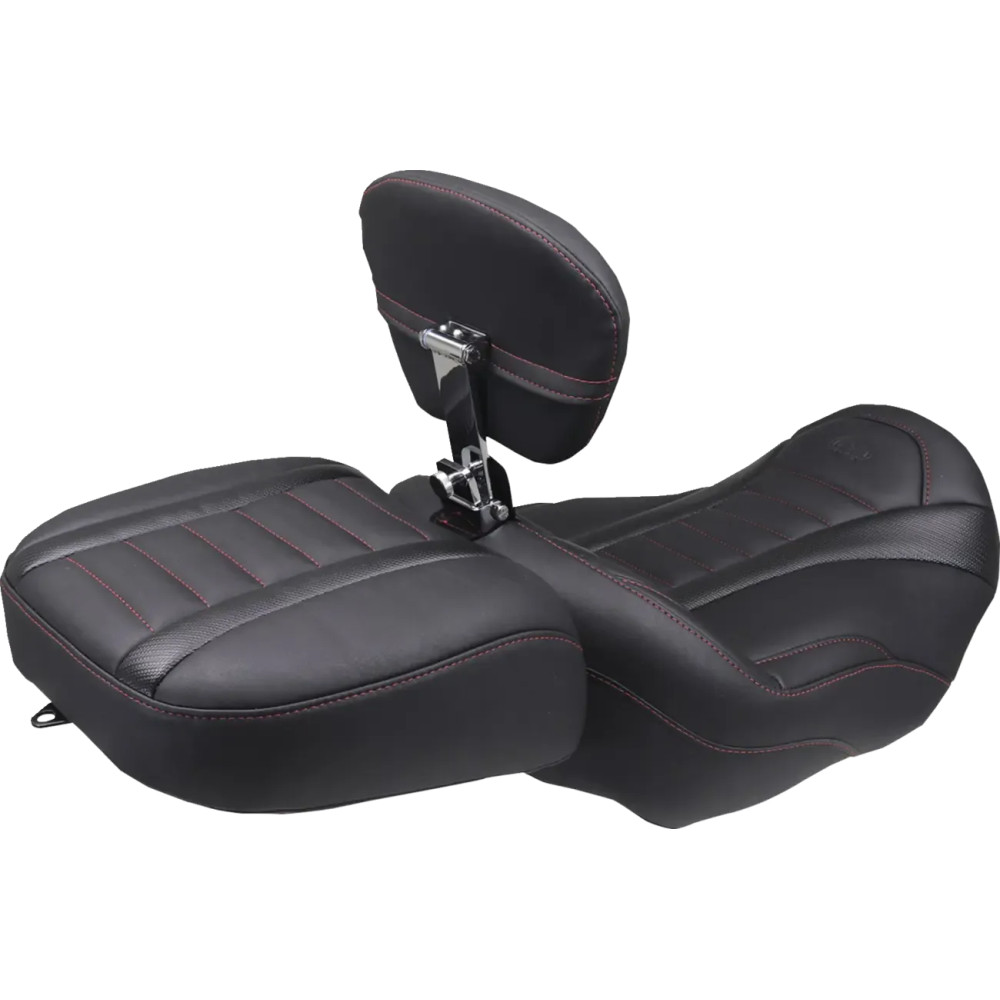 Deluxe Touring Solo Seat — 39.5 cm (15-1/2") driver width, Black, Red