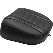 Deluxe Touring Passenger Seat — Black, Carbon Fiber, Blue stitching