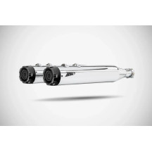 Silenciadores Slip-On planos de 4.33 in para HD-TOURING E3 — 4.33 in, Acabado pulido, Tapas negras