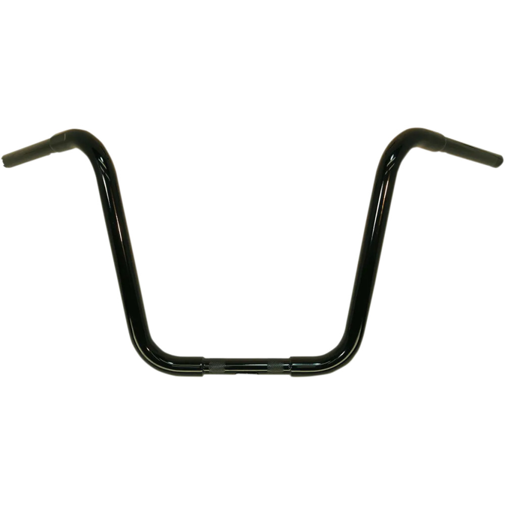 Manillar Caliber de 1-1/4" — 1-1/4" diámetro, 1" abrazadera, 12" elevación, 34" ancho, Negro brillo