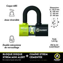 U-Lock Xtrem Mini Alert — Shackle Ø 16 mm, CR2 3V, Black
