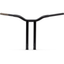 Manillar Kage Fighter con riser recto soldado — 30" ancho, 16" elevación, diámetro 1-1/4", negro brillante