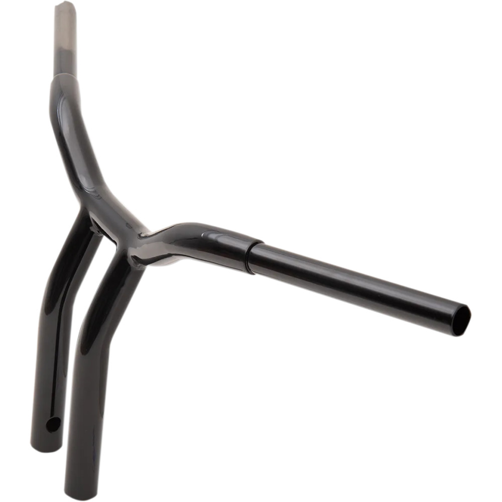 Kage Fighter Manillar con riser curvado soldado — elevación 12", ancho 30", diámetro 1-1/4", riser 3-1/2" c-c, Negro brillo