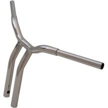 Manillar Kage Fighter con riser curvado soldado — 14" de altura, 3-1/2" separación de riser, 1-1/4" diámetro, Cromo