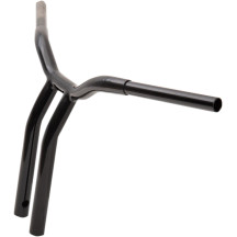 Manillar Kage Fighter de riser curvado soldado — 1-1/4" diámetro, 14" elevación, 30" ancho, 3-1/2" distancia c-c, Negro brillo