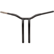Manillar Kage Fighter con riser soldado curvado — elevación 16", ancho 30", 3-1/2" centro a centro, 1-1/4" diámetro, Negro brill